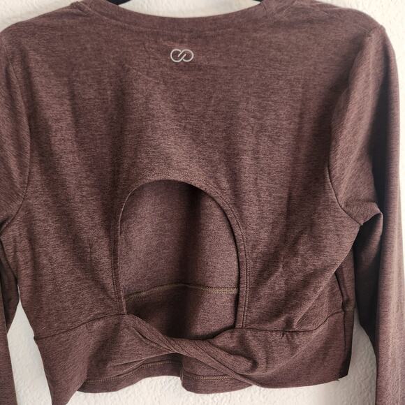 Calia Women's Size XL Coffee Brown Twist Back‎ Cropped Athletic Long Sleeve NWT - Picture 4 of 4